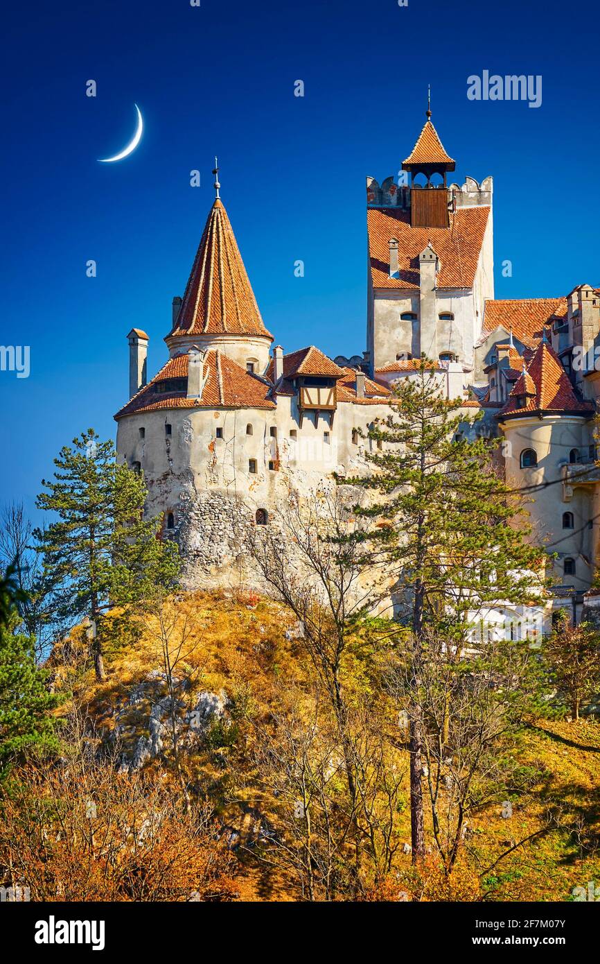 Il Castello di Dracula nella crusca, Transilvania, Romania Foto Stock
