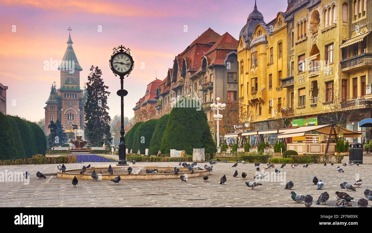 Piazza della Vittoria, Timisoara, Romania Foto Stock