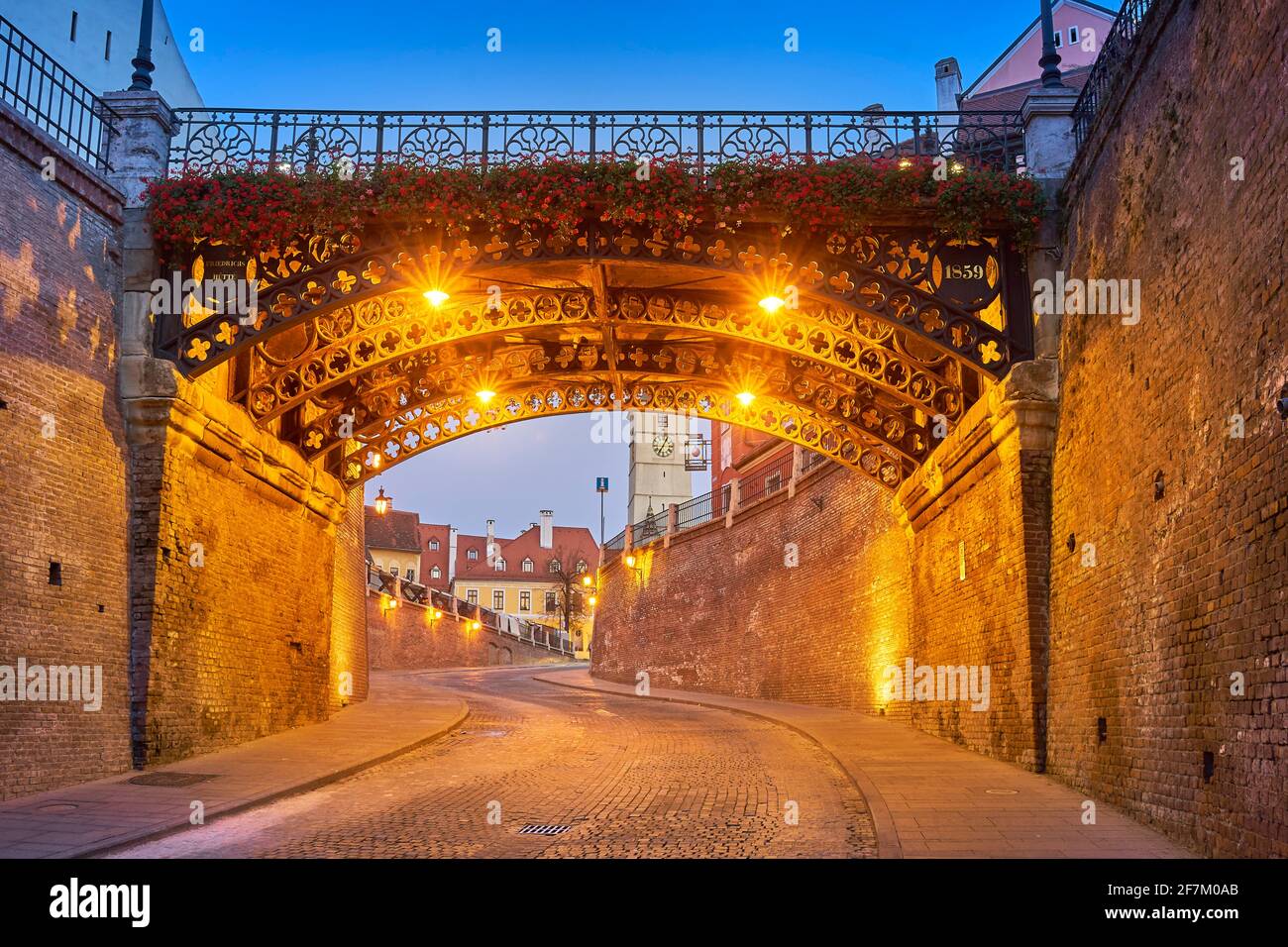 Ponte di bugiardi, Sibiu città vecchia, Transilvania, Romania Foto Stock