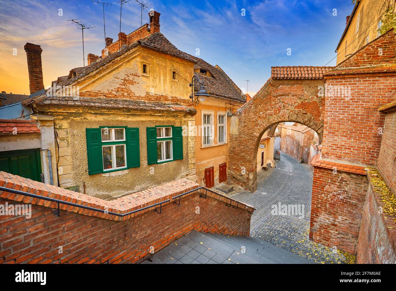 Sibiu città vecchia, Transilvania, Romania Foto Stock