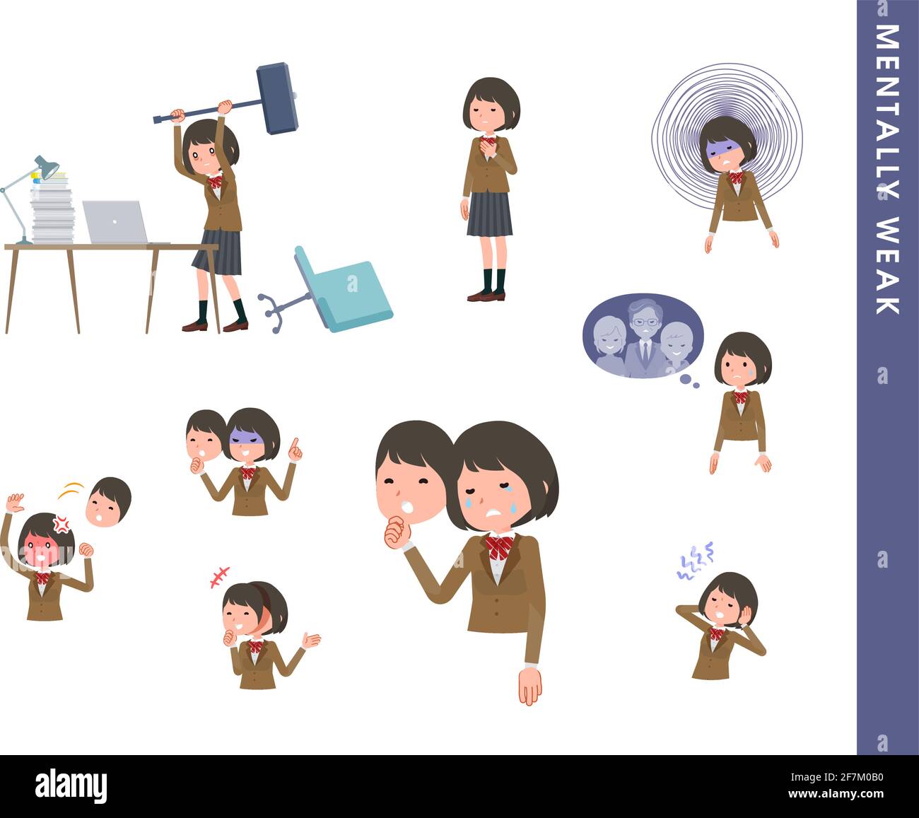 Un insieme di spirito studentessa è debole.è vettore arte così facile da modificare. Illustrazione Vettoriale