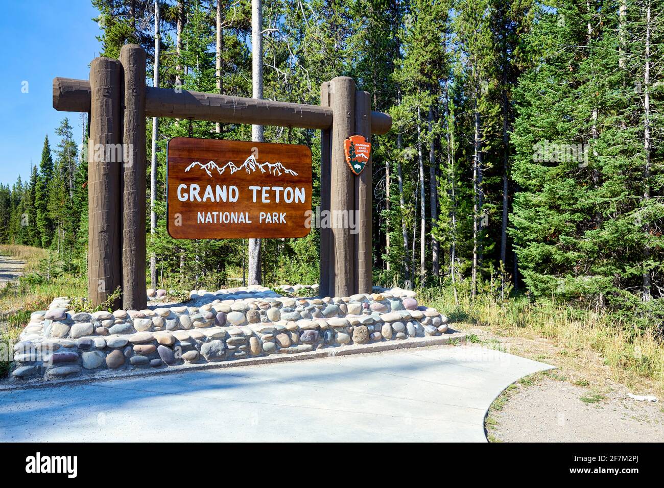 L'entrata del Parco Nazionale del Grand Teton. Wyoming. Stati Uniti. Foto Stock