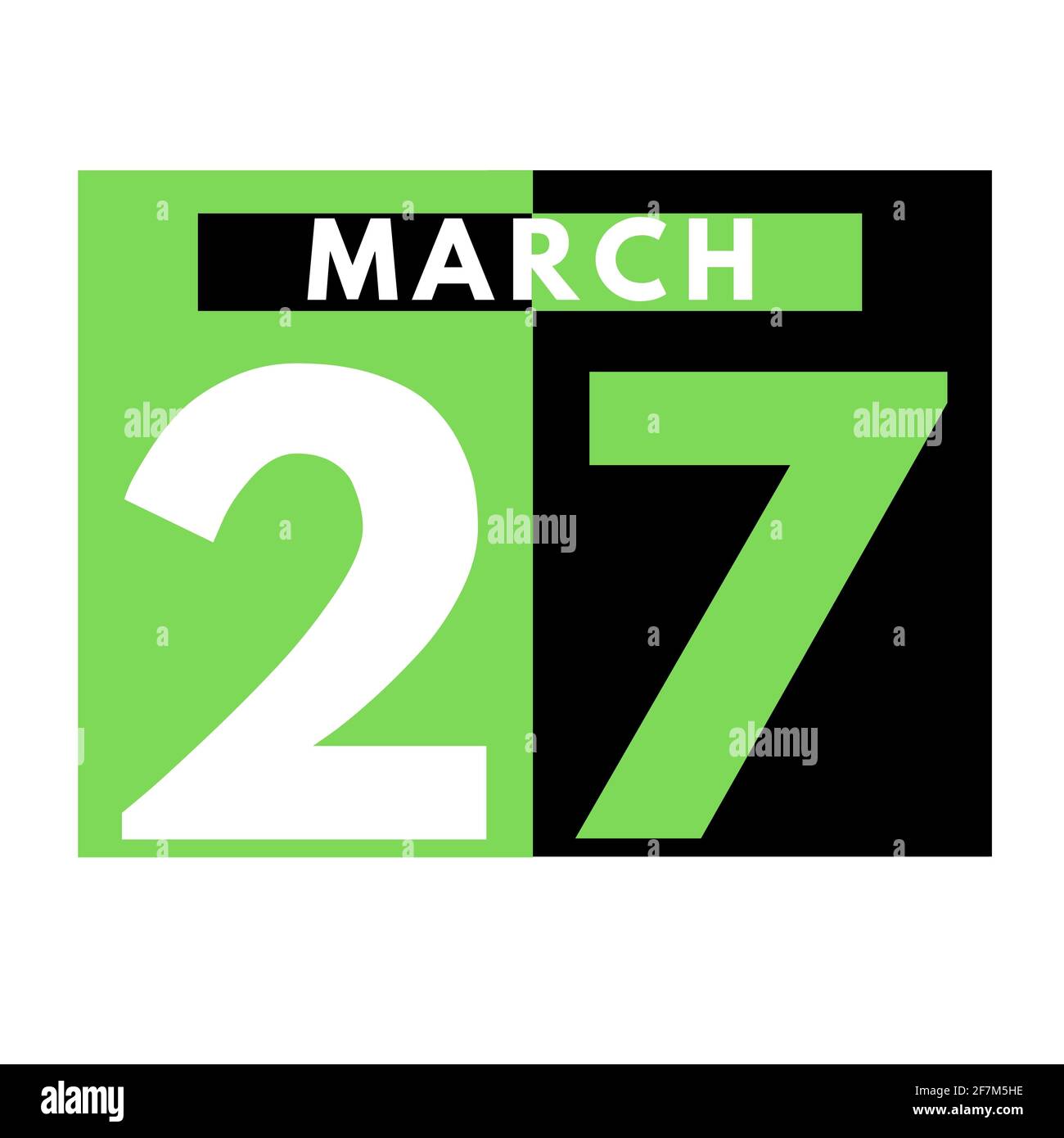 Marzo 27 . Icona calendario giornaliero flat .date ,giorno, mese .calendario per il mese di marzo Foto Stock