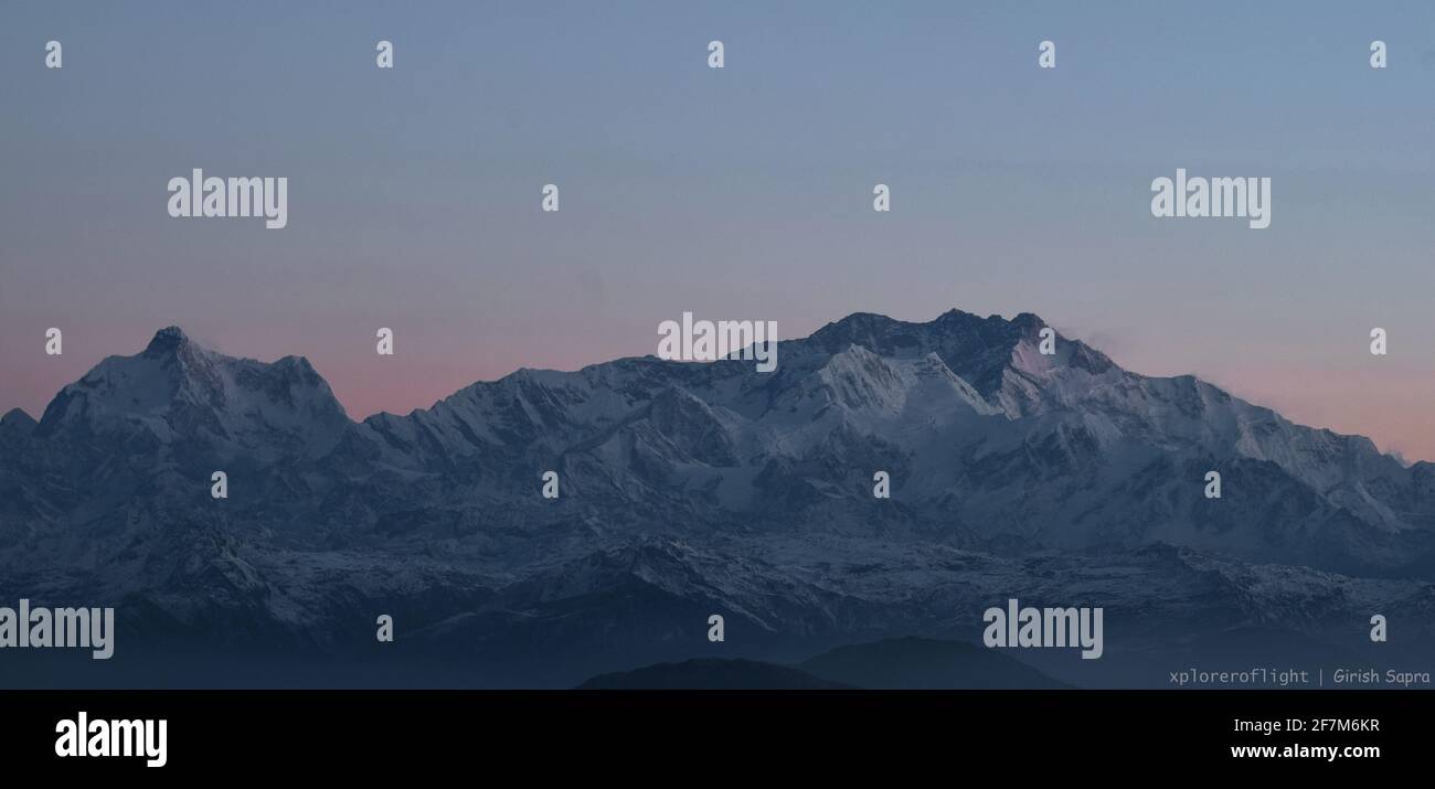 Mt. Kanchenjunga (8586 m) all'alba Foto Stock