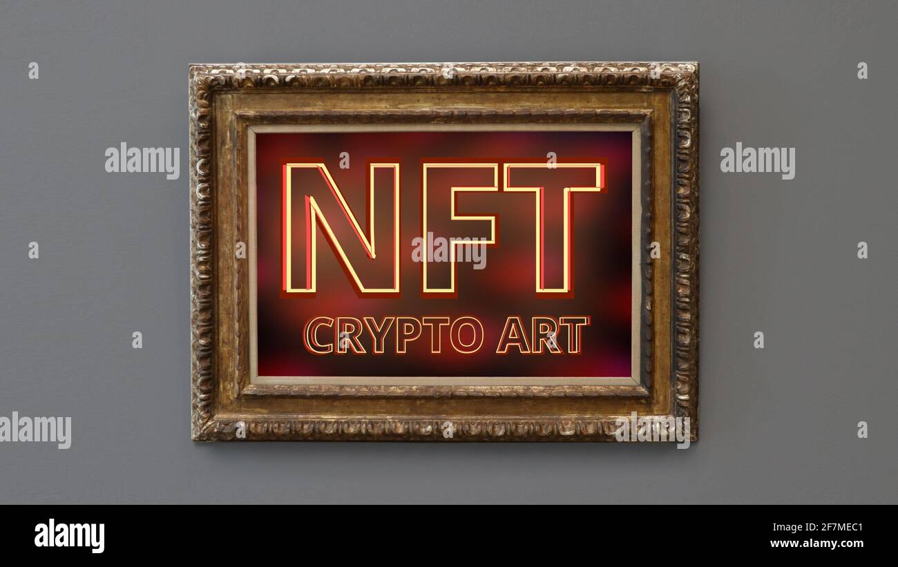 NFT TOKEN NON FUNGIBILE CONCETTO CRYPTO ART. Foto Stock