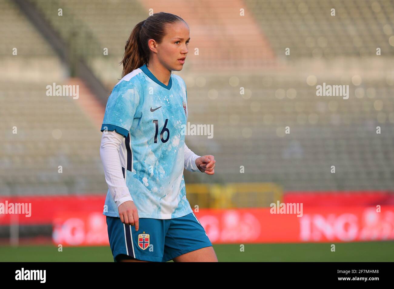 Bruxelles, Belgio. 8 aprile 2021. Guro Reiten (16) di Norvegia ha ritratto durante un gioco amichevole internazionale delle donne tra il Belgio, chiamato le fiamme rosse e la Norvegia a Koning Boudewijnstadion a Bruxelles, Belgio. Photo Sportpix.be/SPP Credit: SPP Sport Press Photo. /Alamy Live News Credit: SPP Sport Press Photo. /Alamy Live News Foto Stock