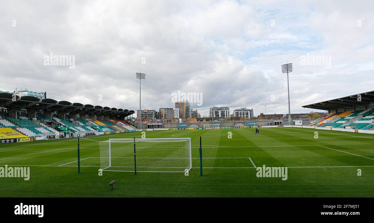 Tallaght Stadium, Dublino, Leinster, Irlanda. 8 Apr 2021. Womens friendly Football, Ireland Versus Denmark; General view of Tallaght Stadium ahead of kick off tra Repubblica d'Irlanda e Danimarca Credit: Action Plus Sports/Alamy Live News Foto Stock