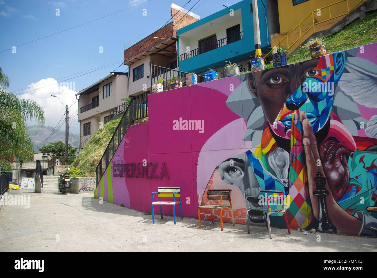 Street Art in Comuna 13, Medellin, Colombia Foto Stock