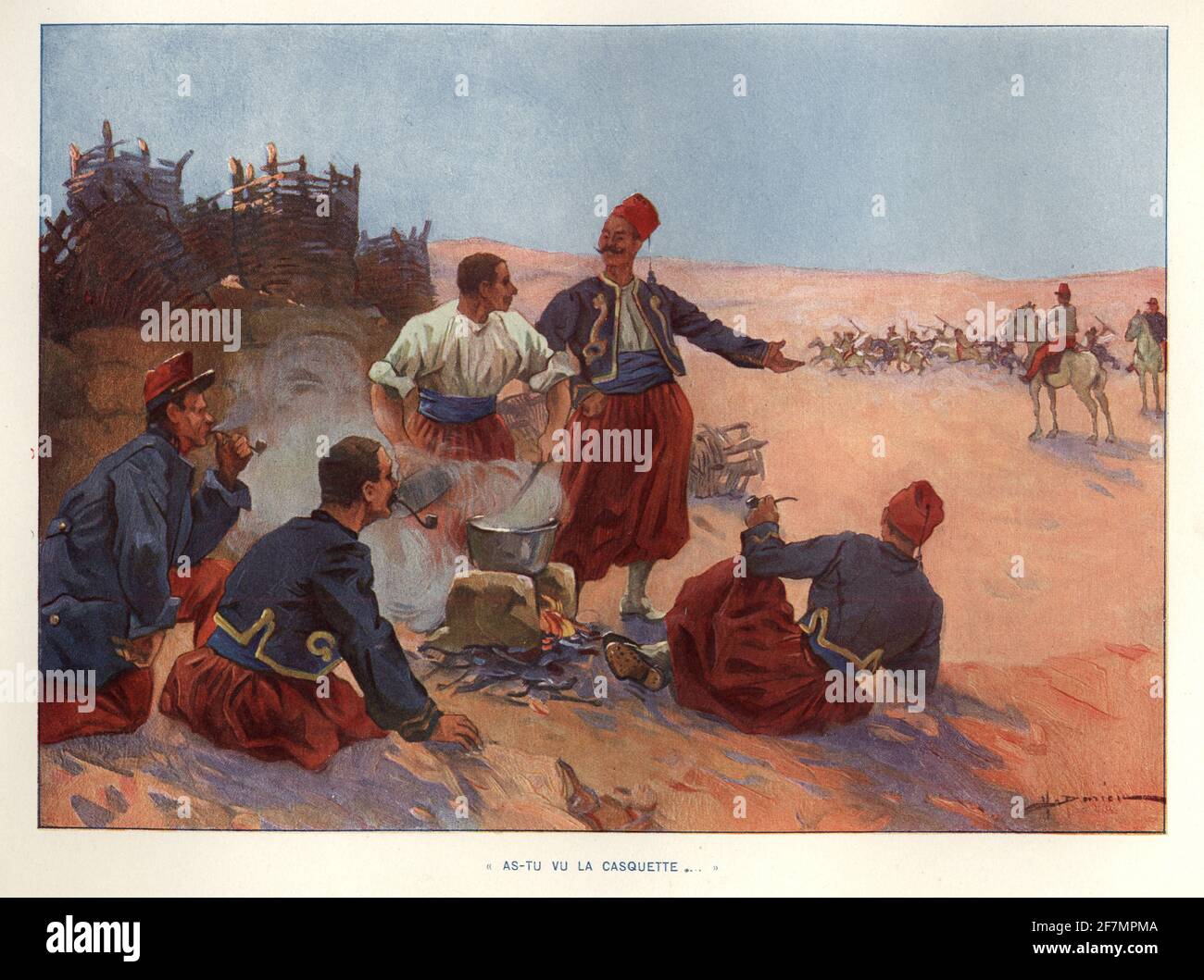 I francesi si solidano nel deserto durante la conquista francese dell'Algeria del 19 ° secolo. AS-tu vu la Casquette Foto Stock