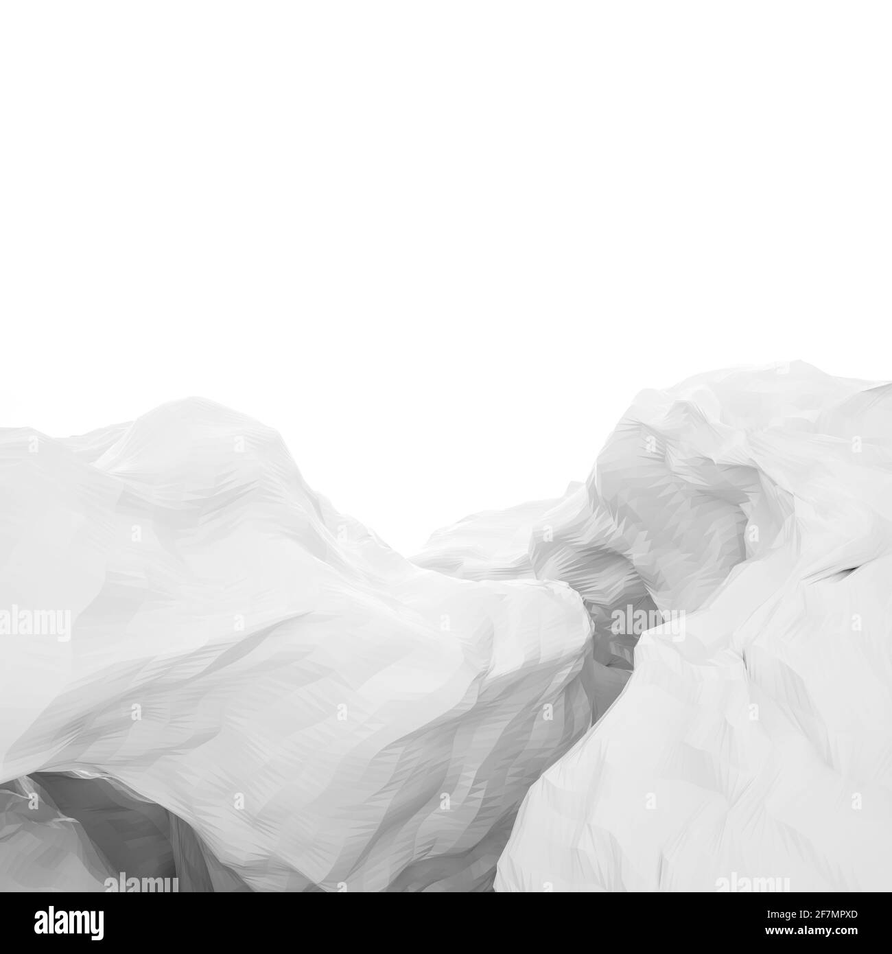 Sfondo cgi astratto con superficie triangolare vuota isolata su sfondo bianco, illustrazione di rendering 3d Foto Stock