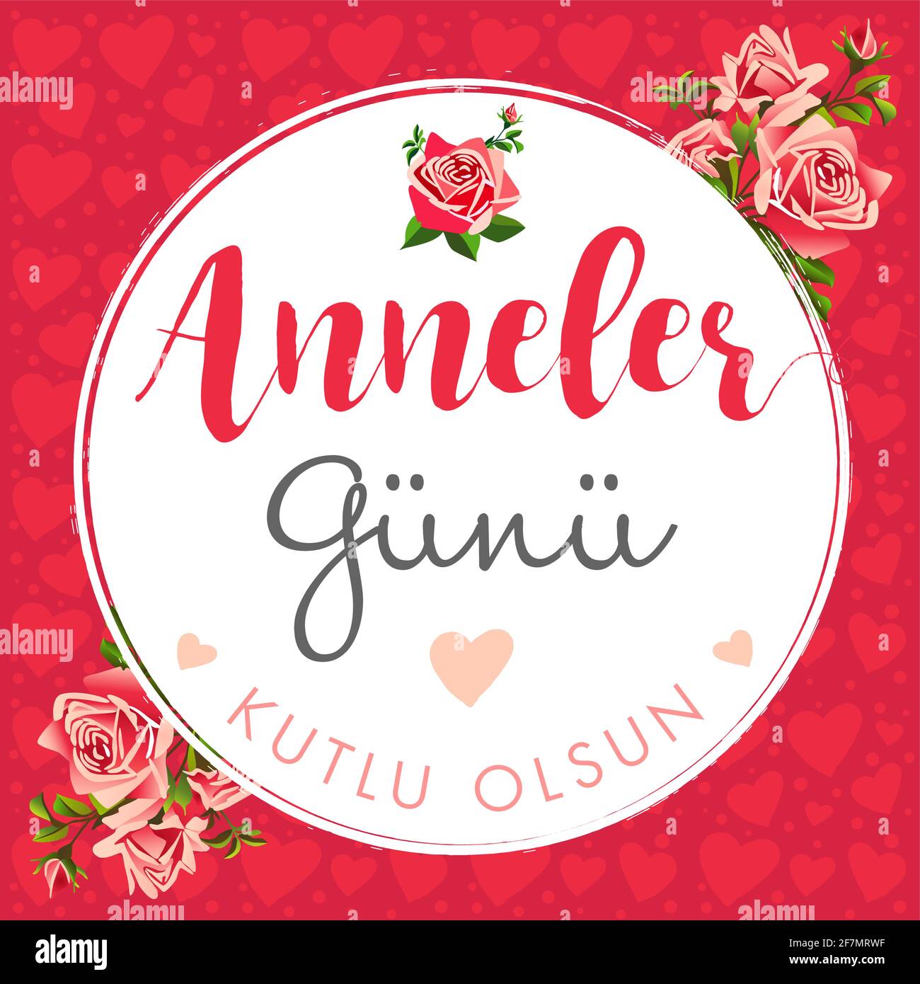 Anneler Gunu - traduzione dal turco Happy Mothers giorno congrats concetto. Stile d'arte decorativo. Poster Creative Mother's Day, alla migliore M Illustrazione Vettoriale