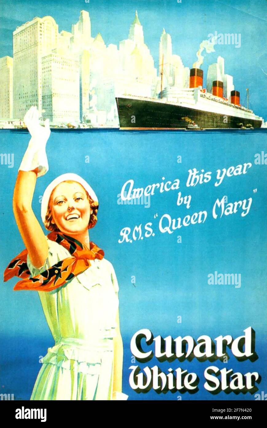 Spot DI CUNARD WHITE STAR LINE circa 1928 Foto Stock