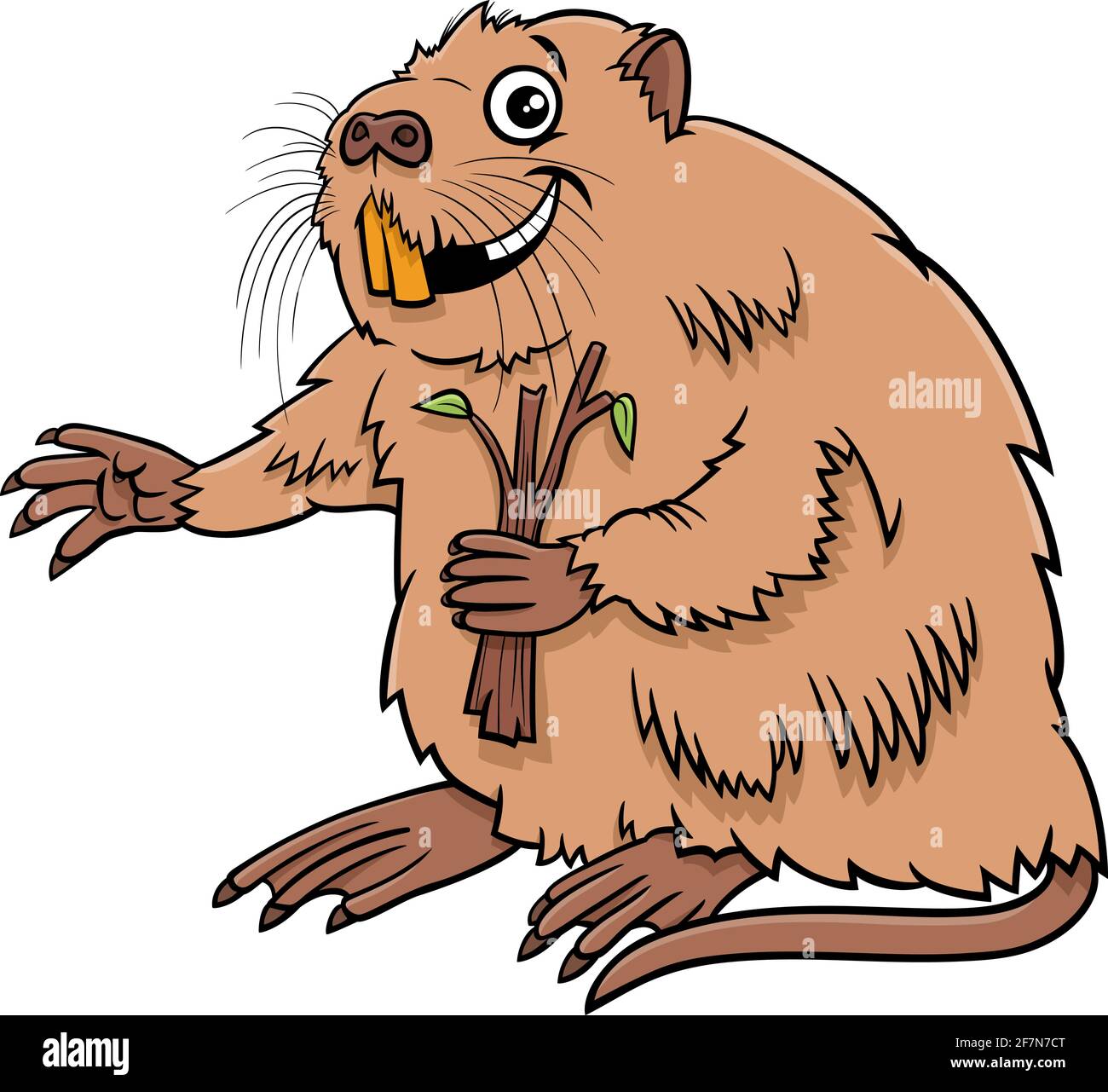 Illustrazione cartoon di nutria o coypu personaggio comico animale Illustrazione Vettoriale
