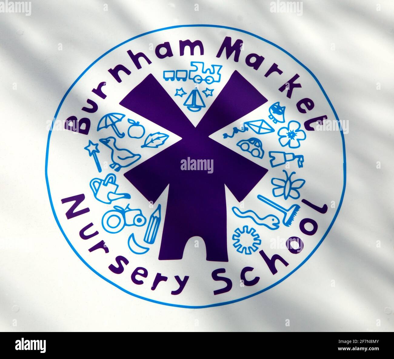 Burnham Market Nursery School, logo, Norfolk, Inghilterra Foto Stock
