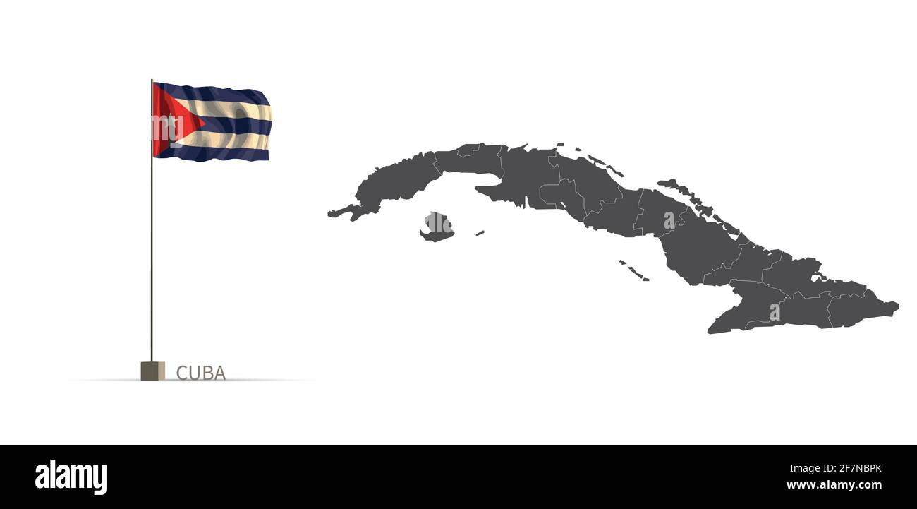 Mappa di Cuba. Mappa dei paesi grigi e bandiera vettore di illustrazione 3d Immagine e Vettoriale - Alamy