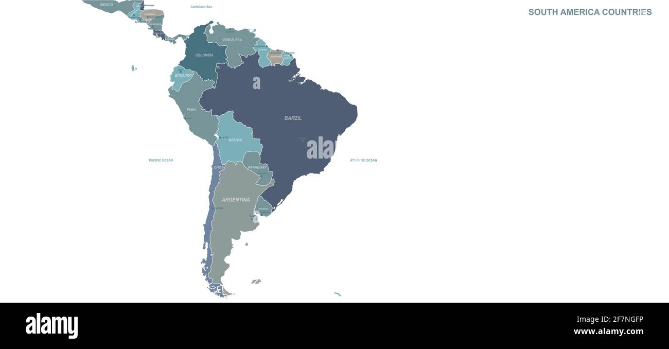 Mappa dell'america Latina. Vettore mappa mondiale per continente Illustrazione Vettoriale