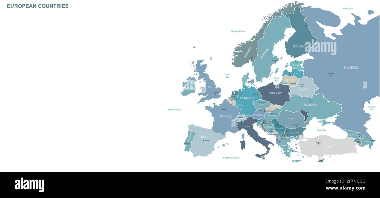Cartina dell'Europa. Vettore mappa mondiale per continente Illustrazione Vettoriale