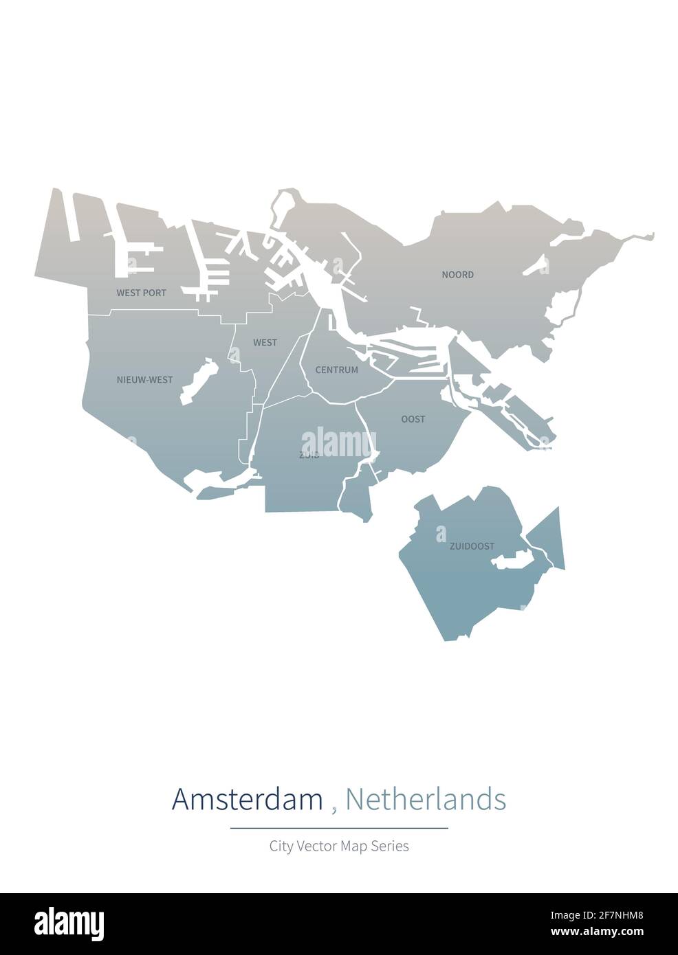 Mappa di Amsterdam. Mappa vettoriale delle principali città dei paesi bassi. Illustrazione Vettoriale