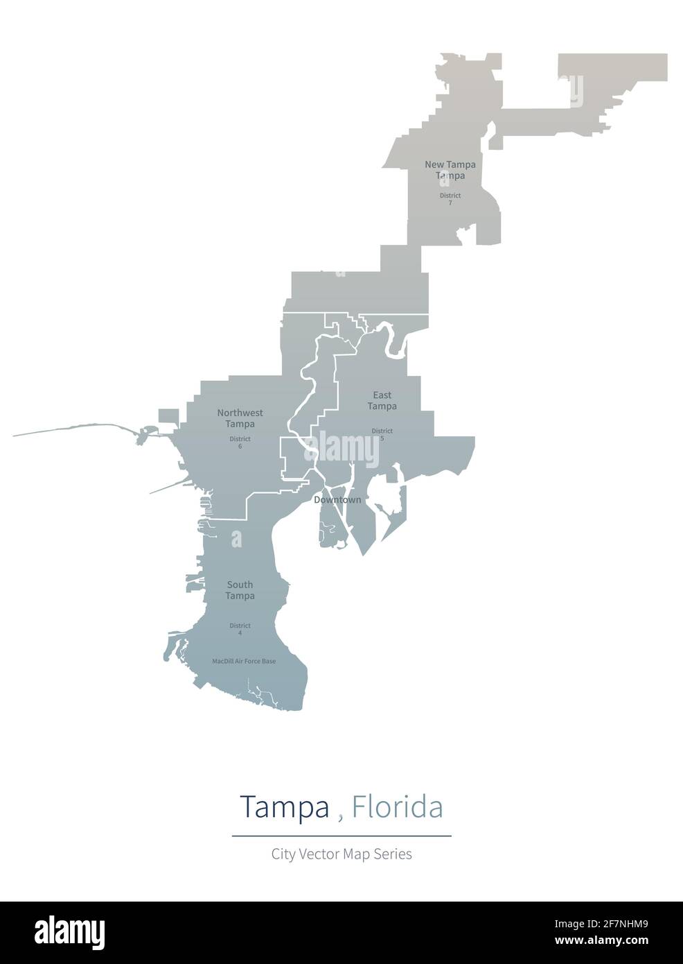 Mappa tempa. Mappa vettoriale delle principali città della florida. Illustrazione Vettoriale