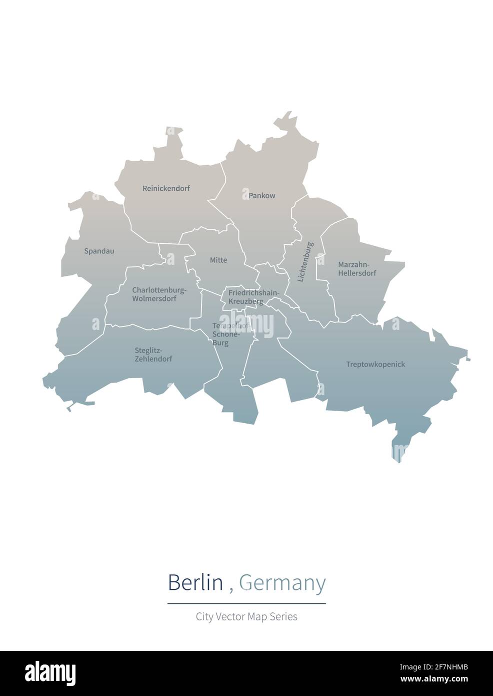 Mappa di Berlino. Mappa vettoriale delle principali città della Germania. Illustrazione Vettoriale