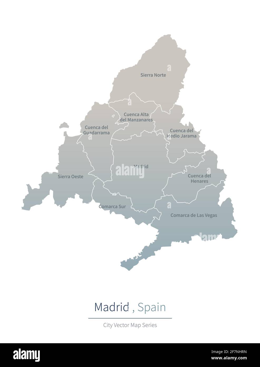 Mappa di Madrid. Mappa vettoriale delle principali città della Spagna. Illustrazione Vettoriale