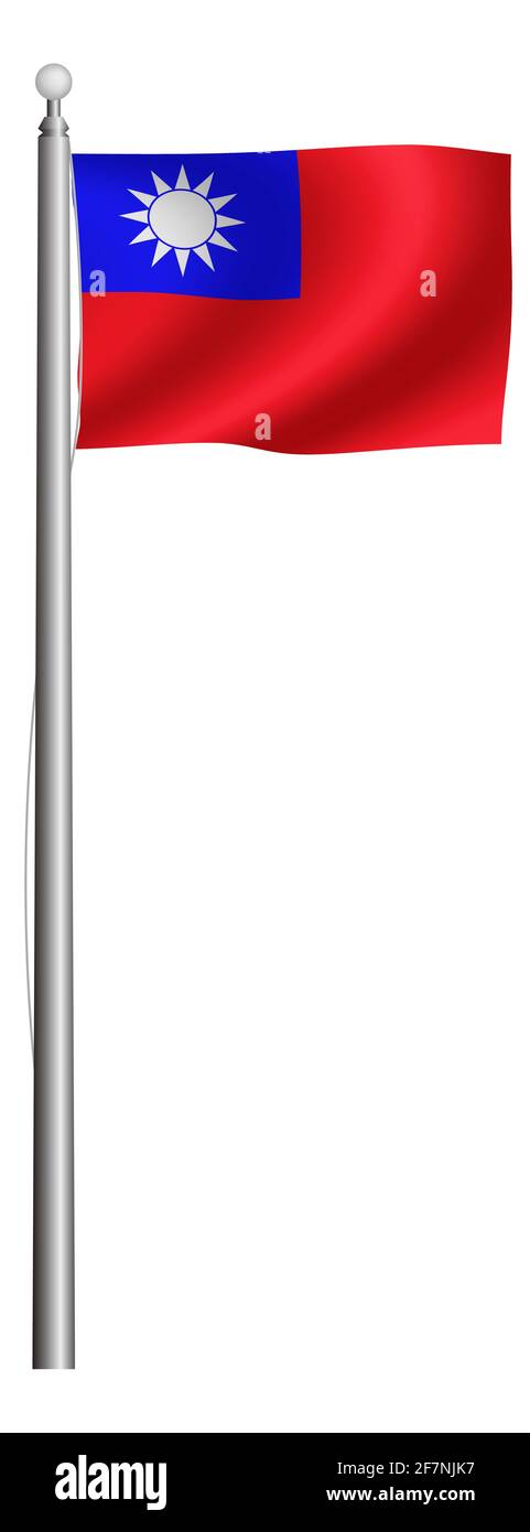 Illustrazione della bandiera nazionale sventolante / Taiwan Foto Stock