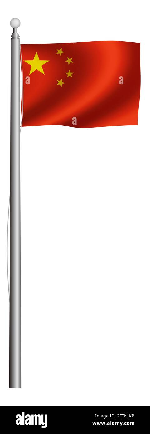 Illustrazione della bandiera nazionale sventolante / Cina Foto Stock