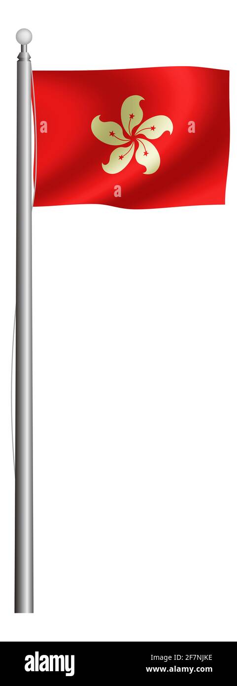 Illustrazione della bandiera nazionale sventolante / Hong kong Foto Stock