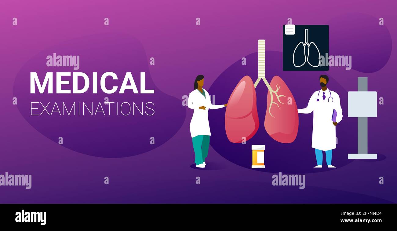 team di medici che esaminano i polmoni umani consultazione medica ispezione interna degli organi concetto di trattamento dell'esame orizzontale a lunghezza intera Illustrazione Vettoriale
