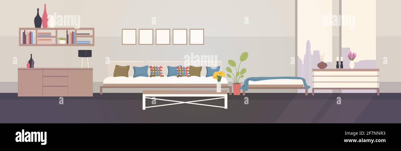 casa moderna di design appartamento vuoto senza persone soggiorno interno orizzontale Illustrazione Vettoriale