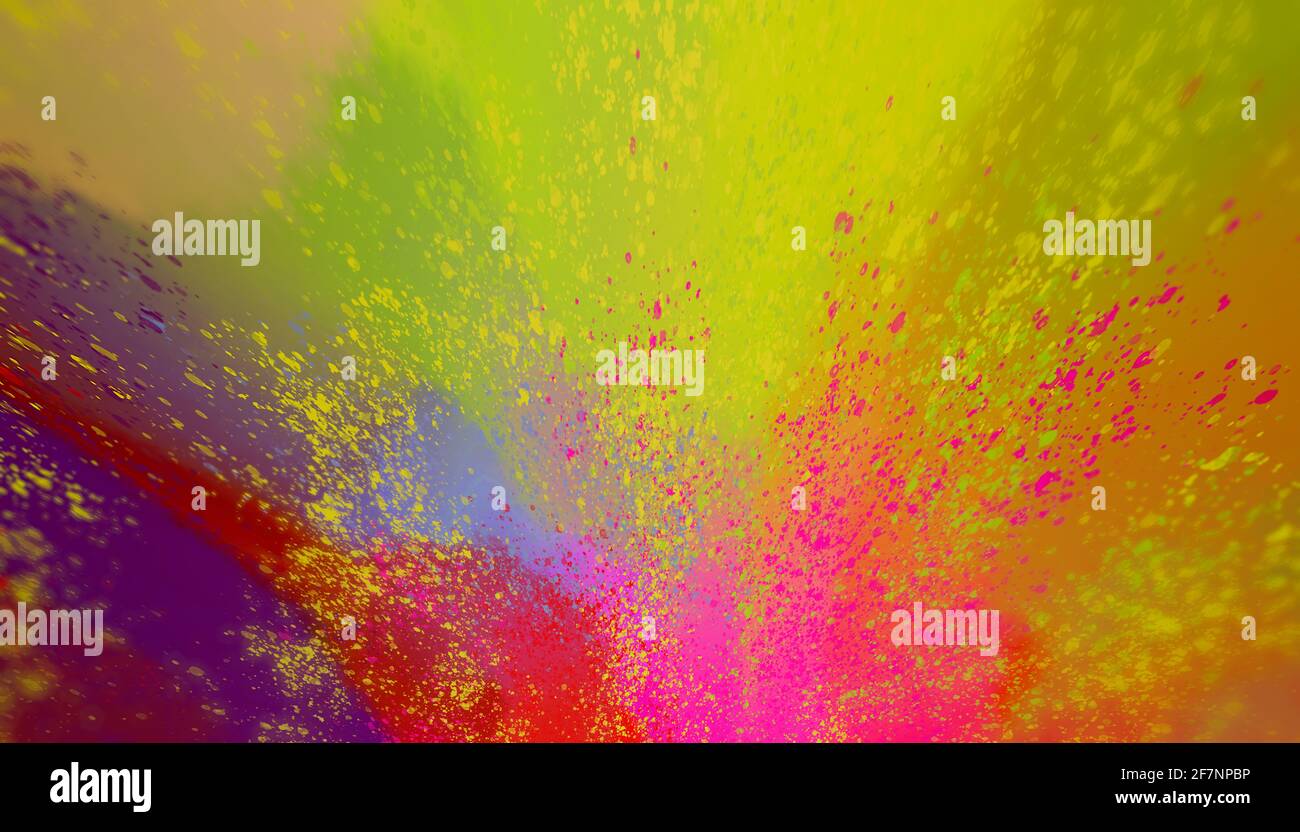 Astratto sfondo colorato e luminoso con schizzi di vernice. Design, arte Foto Stock