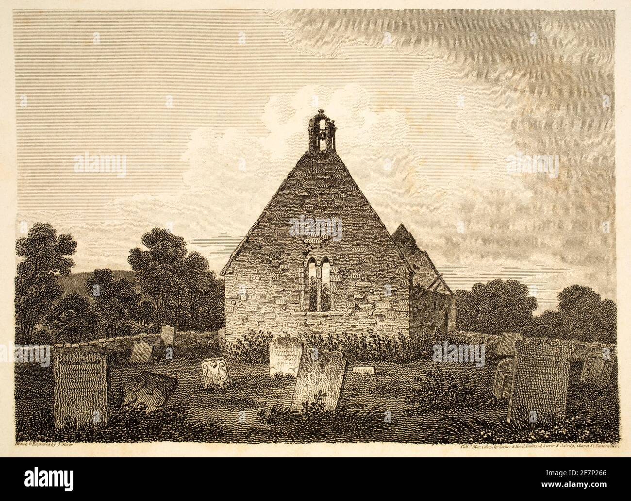 1805 incisione originale di Auld Kirk Alloway, Ayrshire, da 1811 viste in Gran Bretagna del Nord, illustrativa delle opere di Robert Burns, pubblicato da John Foto Stock