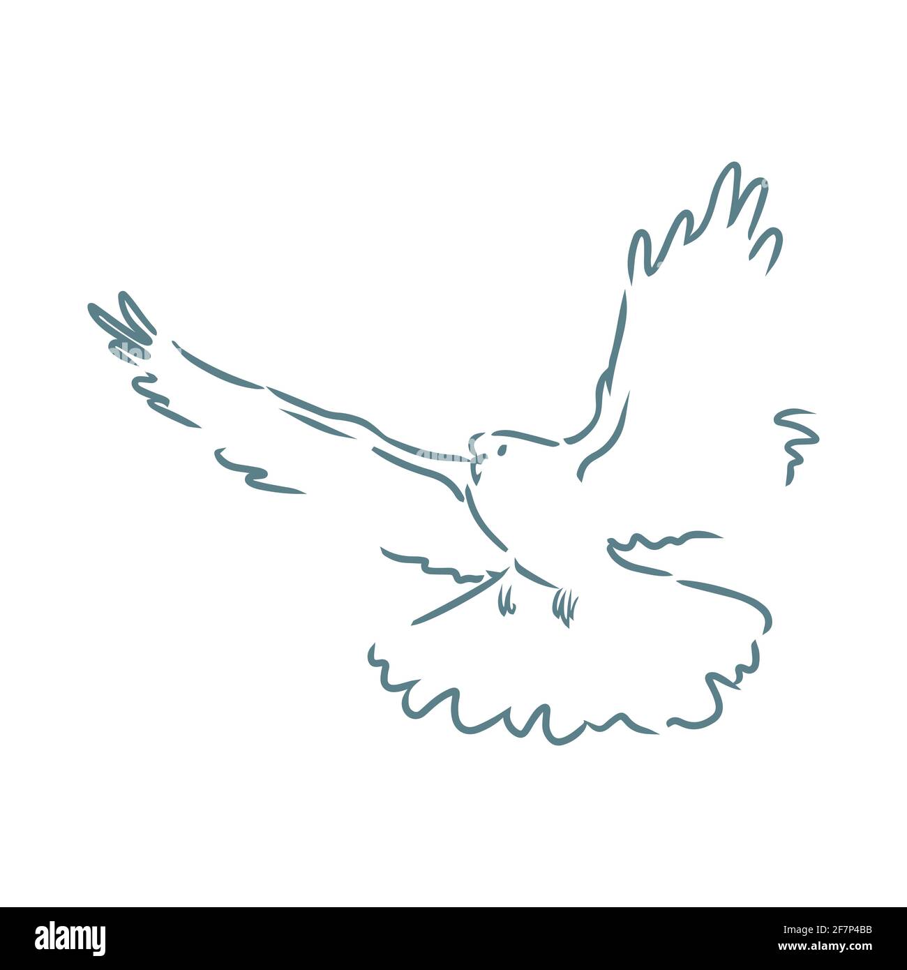 Illustrazione della colomba volante isolata su sfondo bianco Illustrazione Vettoriale