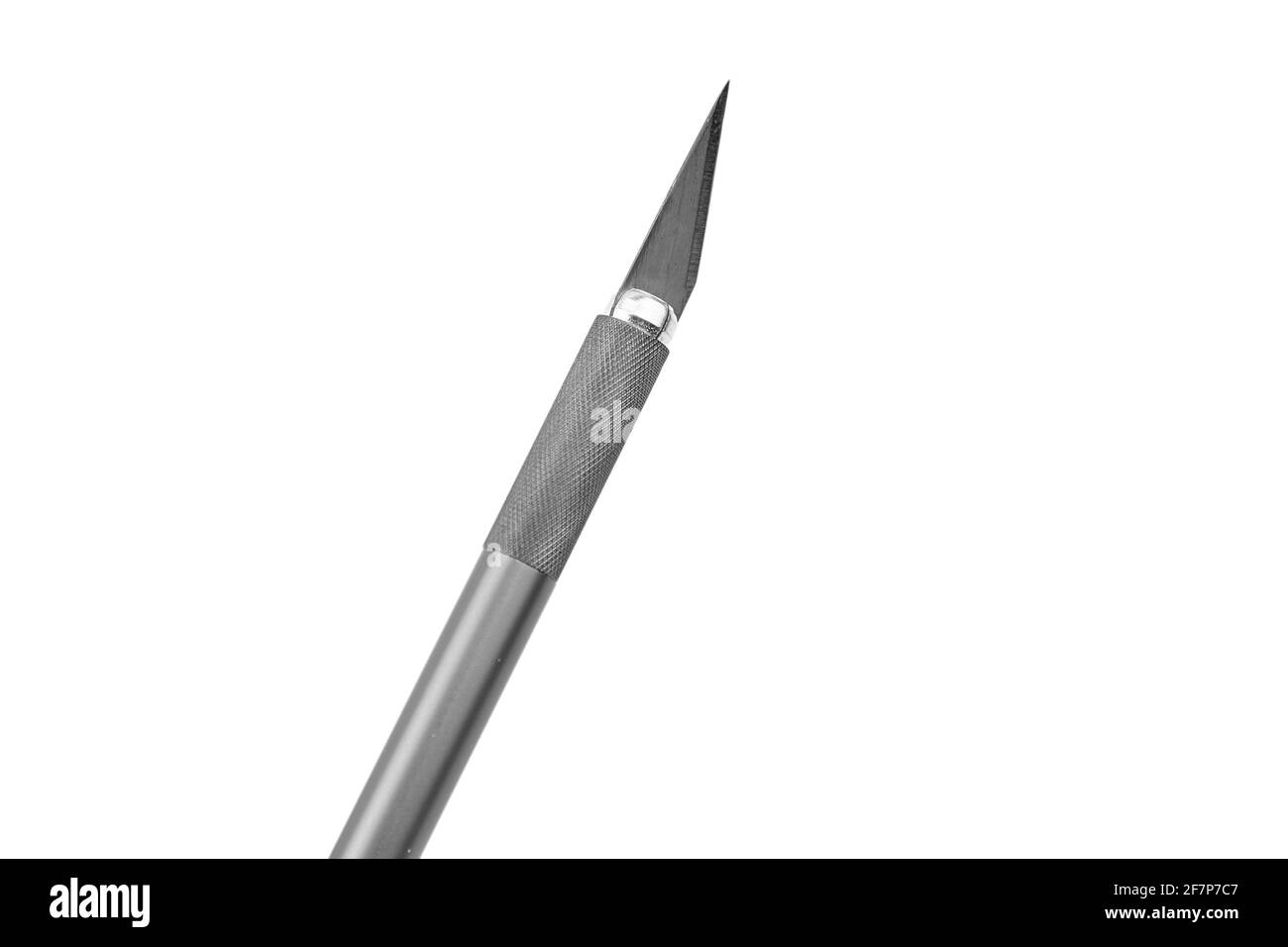 Coltello artigianale isolato su sfondo bianco. Taglierina a coltello per carta singola Foto Stock