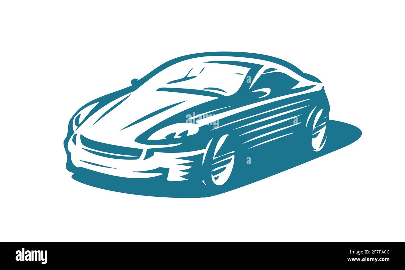 Logo astratto dell'auto moderna. Trasporto, illustrazione vettoriale del simbolo del veicolo Illustrazione Vettoriale