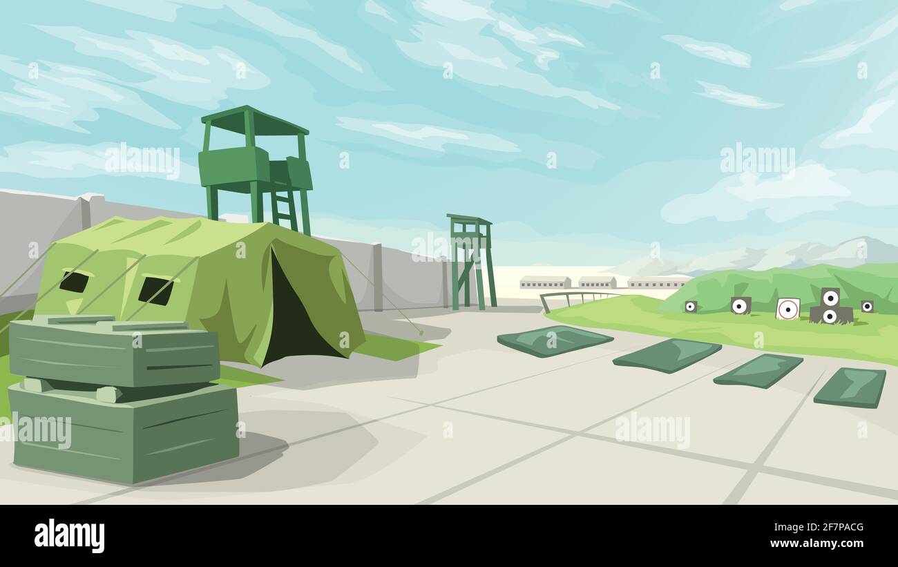 grande base militare di addestramento colore verde Illustrazione Vettoriale