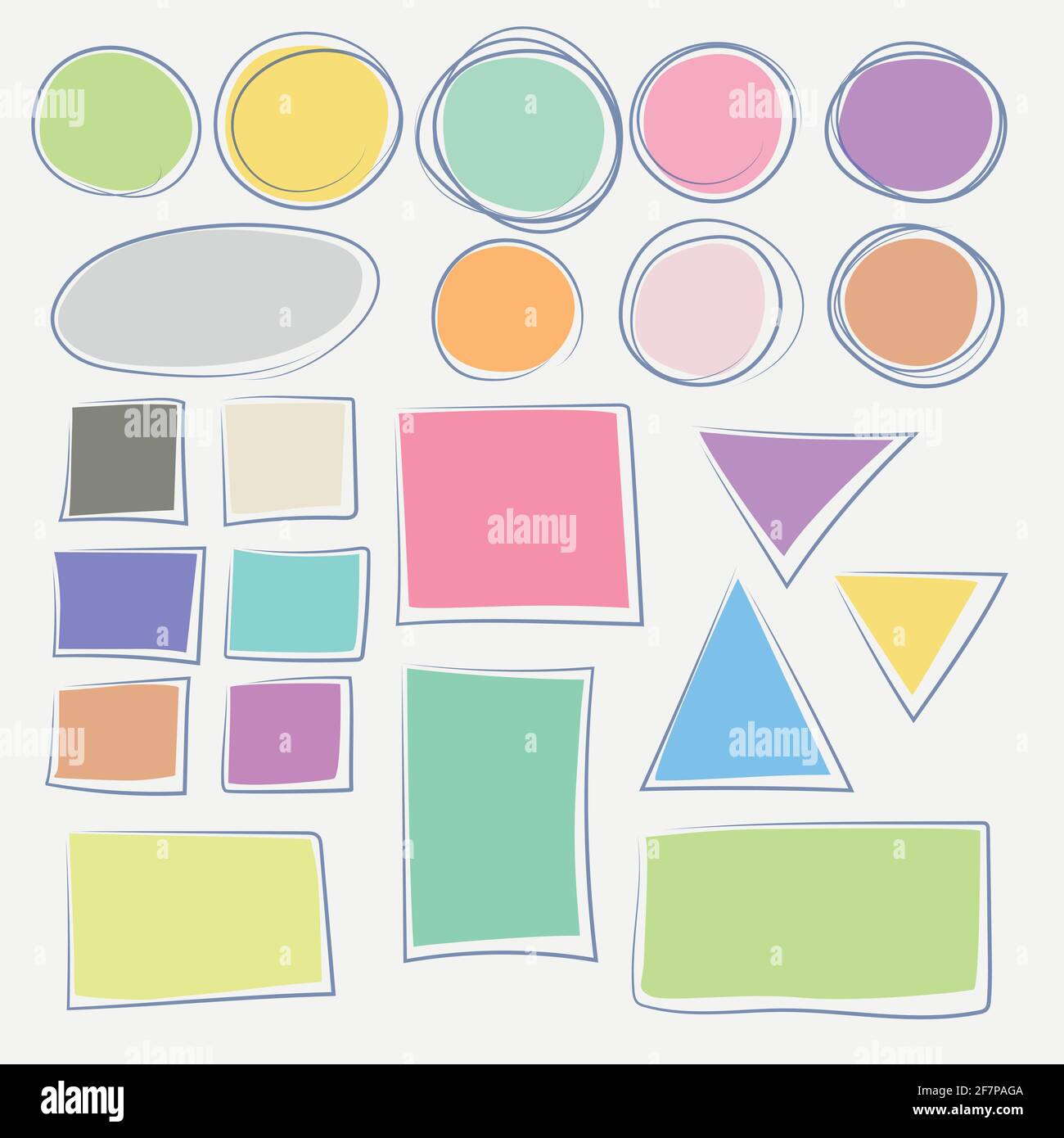 set di disegni a mano con figure geometriche colorate Illustrazione Vettoriale