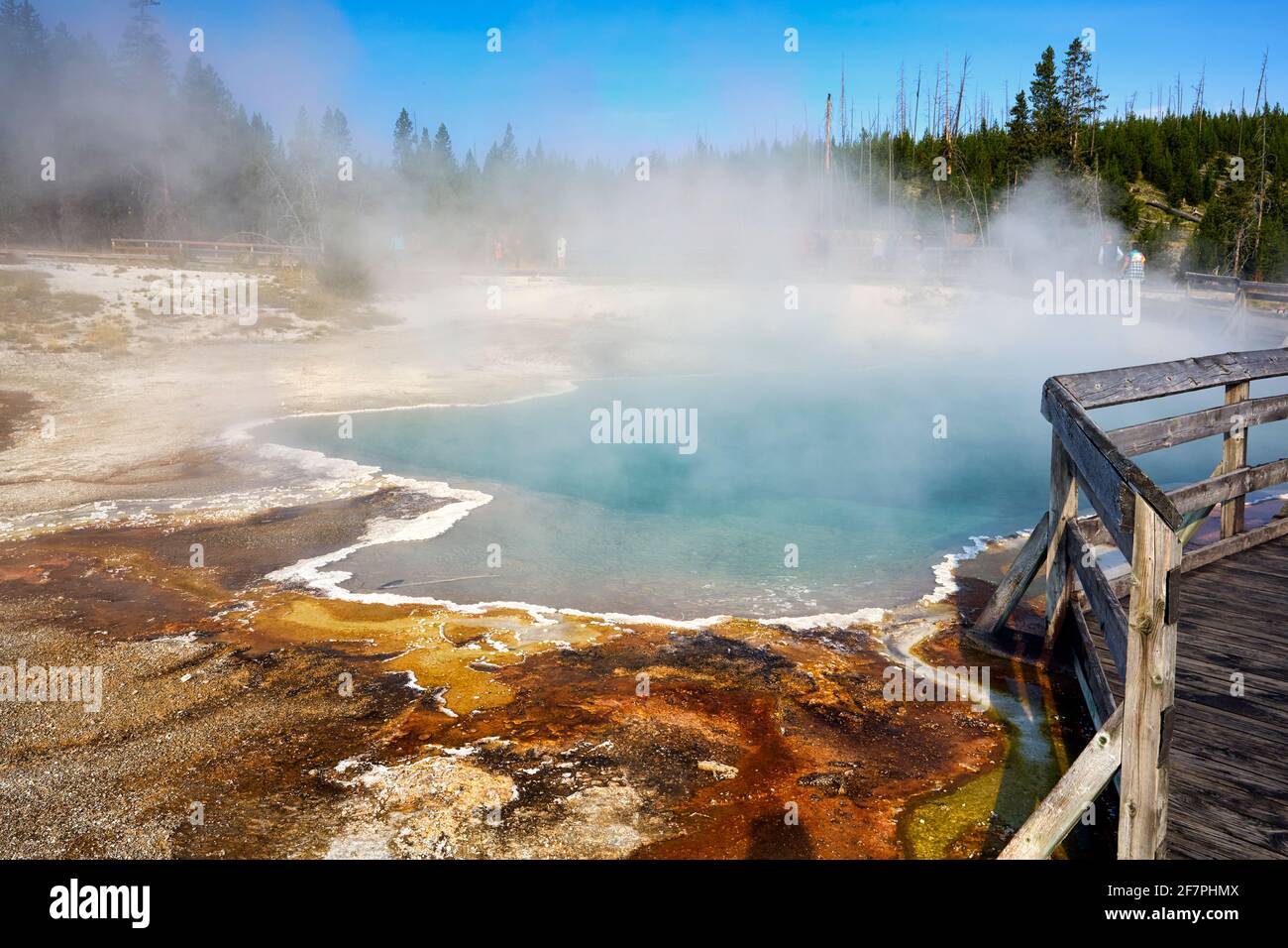 Piscina nera nel parco nazionale di Yellowstone. Wyoming. STATI UNITI. Foto Stock