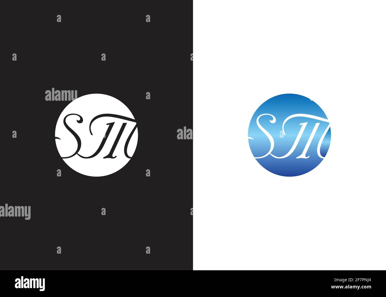 Modello vettoriale iniziale del design del logo della lettera S M del monogramma Illustrazione Vettoriale