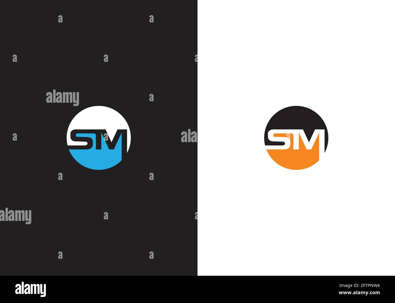 Modello vettoriale iniziale del design del logo della lettera S M del monogramma Illustrazione Vettoriale