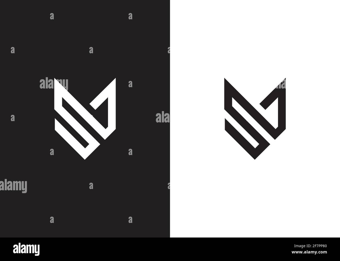 Modello vettoriale iniziale del design del logo della lettera S M del monogramma Illustrazione Vettoriale