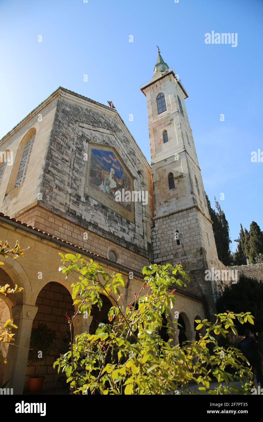 Chiesa francescana della Visitazione, che commemora la visita di Maria ad Elisabetta Foto Stock