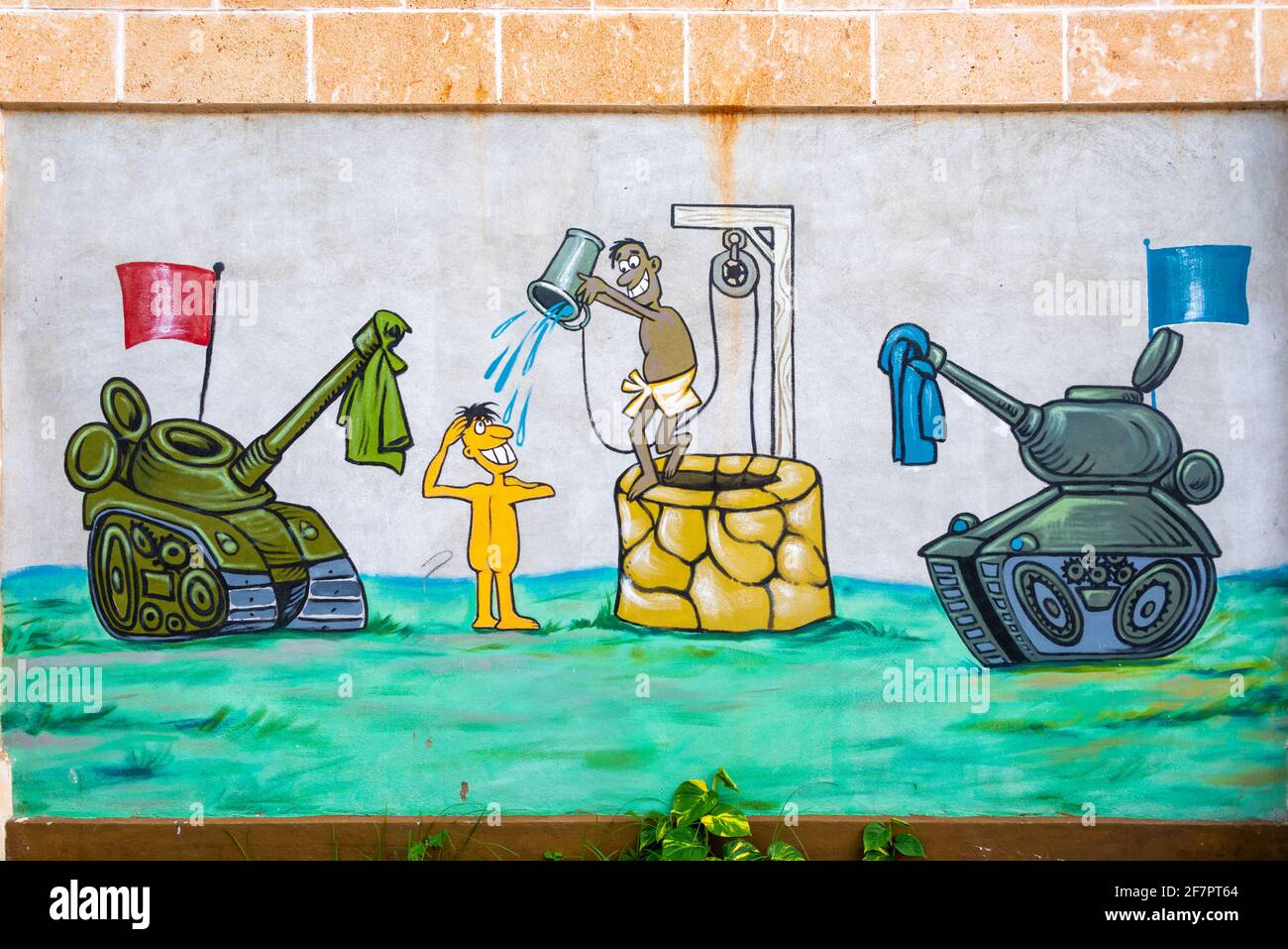Cartoni animati a tema della pace nelle mura della città, Santa Clara, Cuba  Foto stock - Alamy