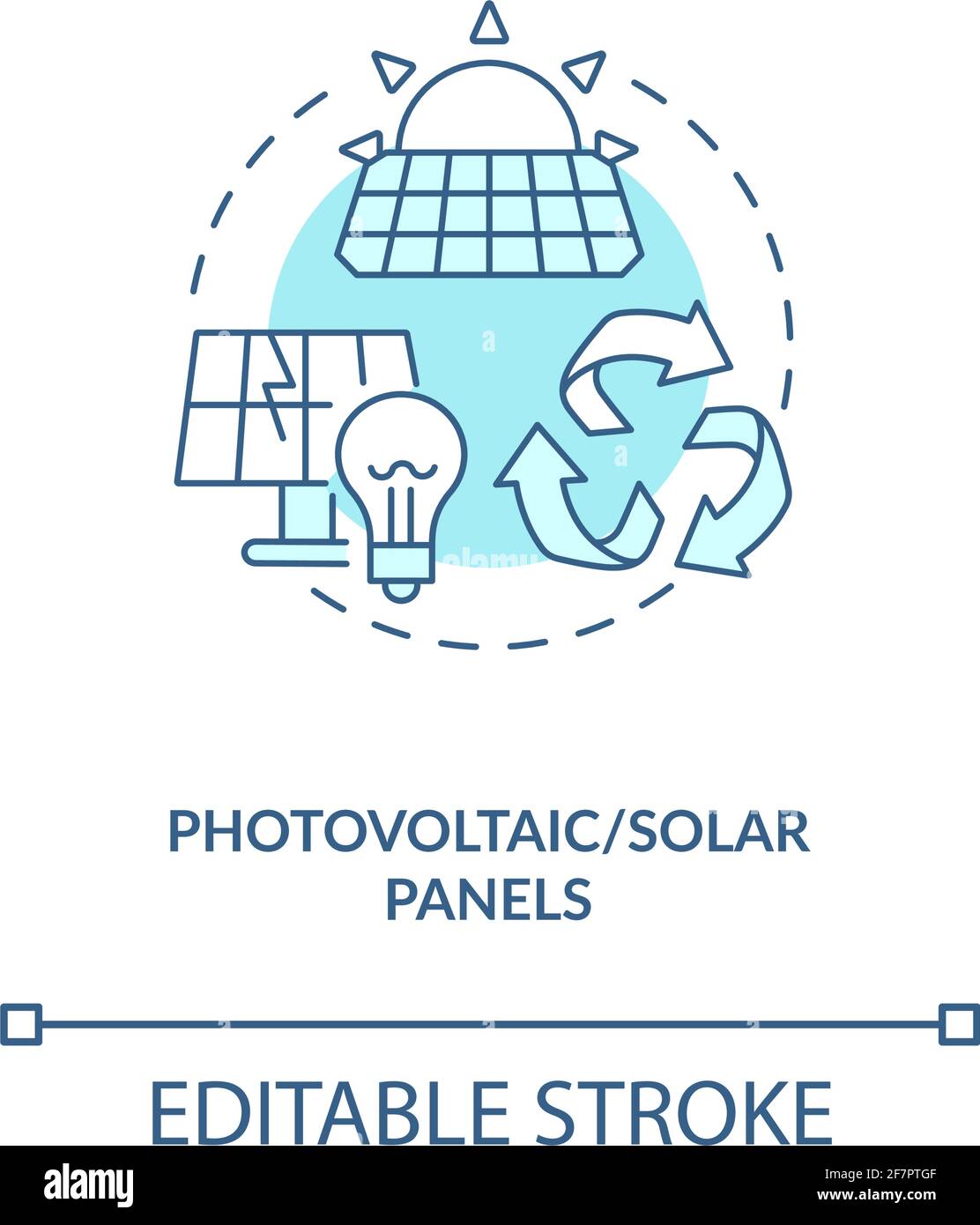 Icona del concetto di pannelli fotovoltaici e solari Illustrazione Vettoriale