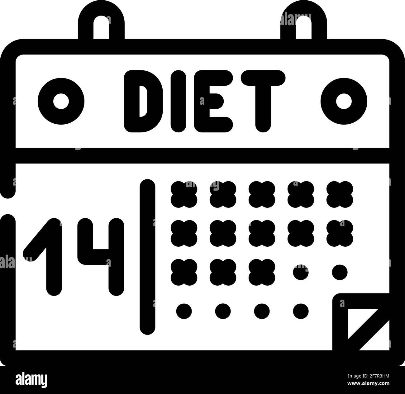 icona della linea di dieta del calendario immagine vettoriale nera Illustrazione Vettoriale