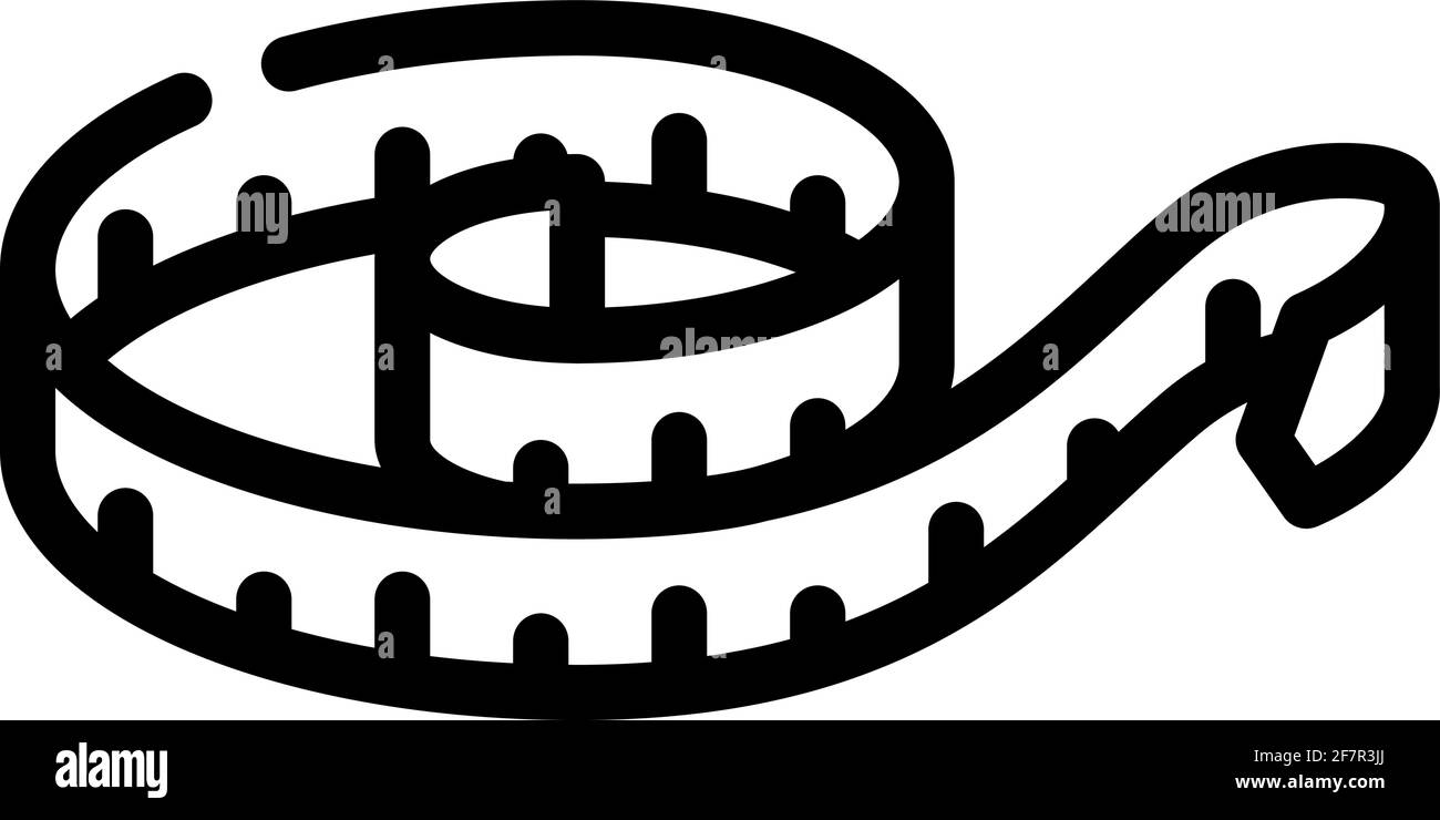 icona della linea di misurazione flessibile, immagine vettoriale nera Illustrazione Vettoriale