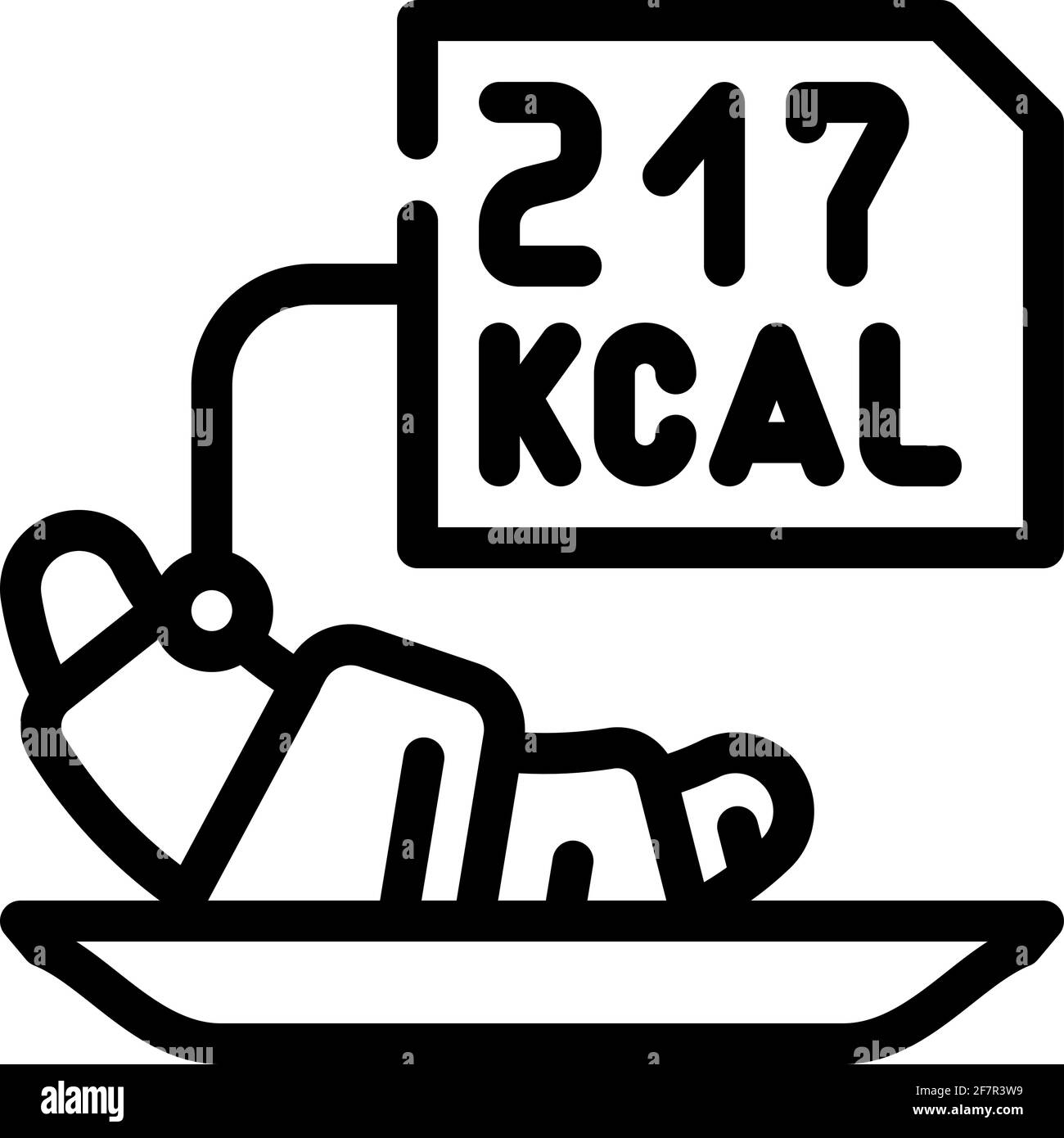 icona della linea di conteggio delle calorie immagine vettoriale nera Illustrazione Vettoriale