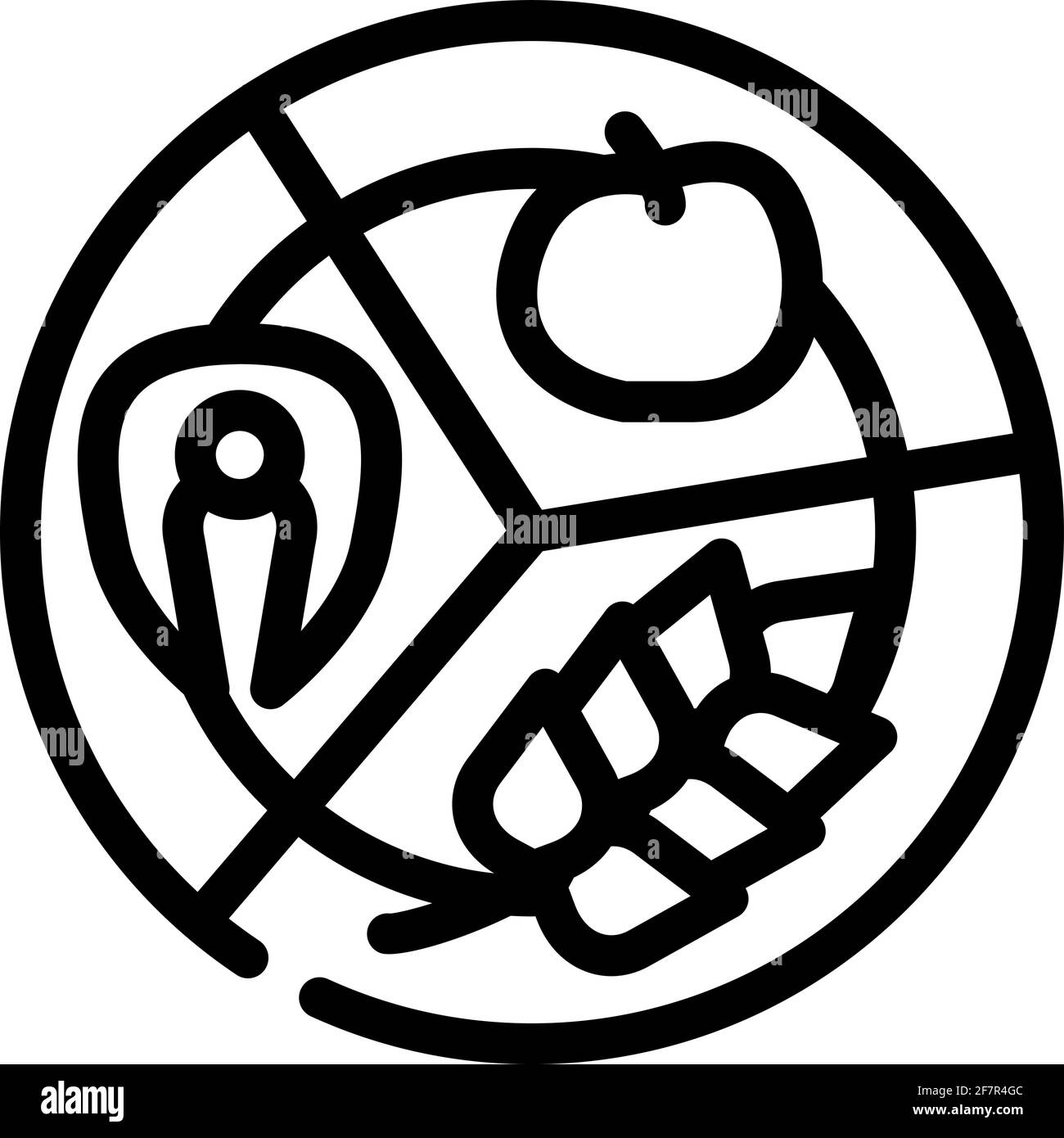 immagine vettoriale dell'icona della linea alimentare separata nera Illustrazione Vettoriale
