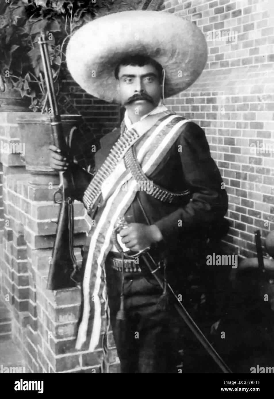 Emiliano Zapata. Ritratto del generale rivoluzionario messicano Emiliano Zapata Salazar (1879-1919) durante la Rivoluzione messicana, Bain News Service, 1911 Foto Stock