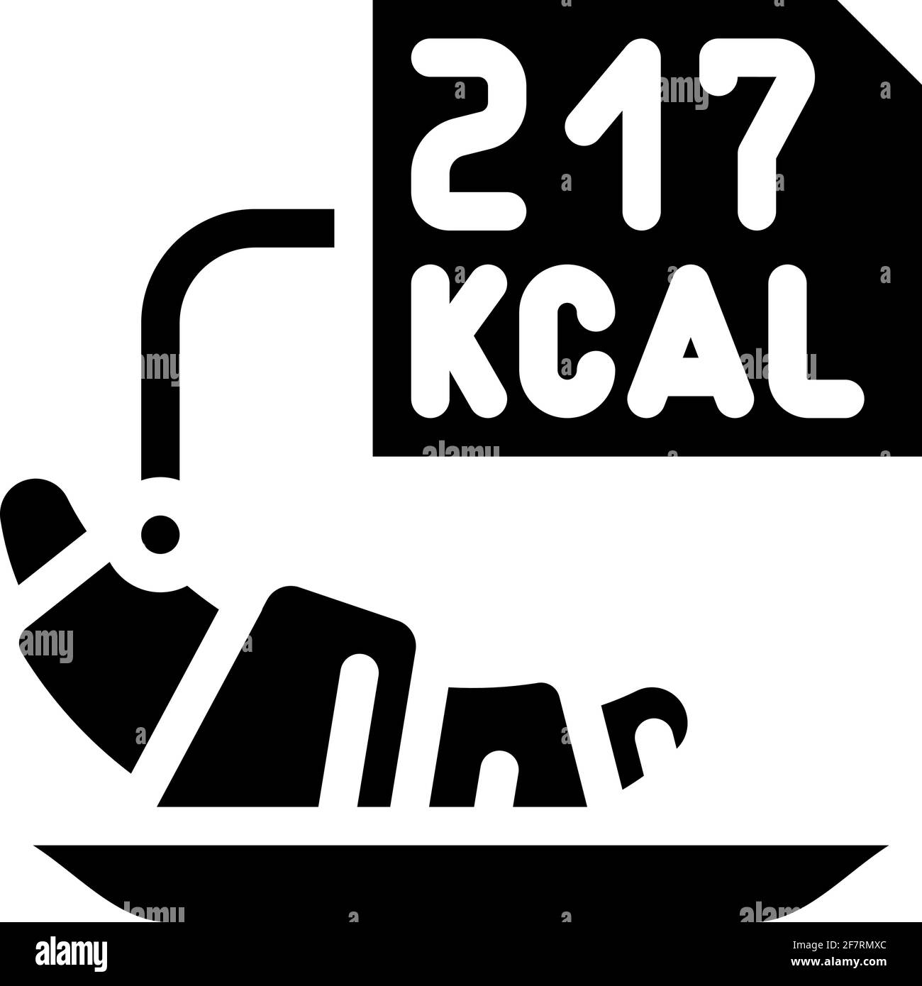 icona del glifo di conteggio delle calorie immagine vettoriale nera Illustrazione Vettoriale